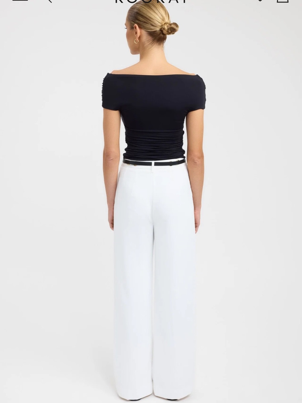 Kookai Black Off-Shoulder Ruched Tank Top